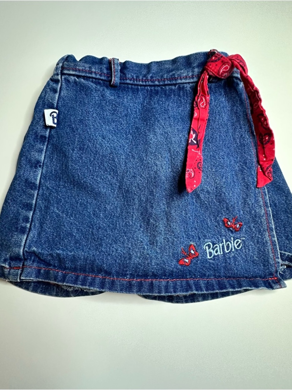 Vintage Barbie Blue Denim Embriodered Skirt Skort 3T